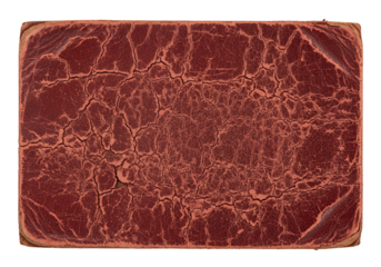 Ancient cracked leather book cover texture, a rich red hue with a vintage, weathered feel, perfect for historical or storytelling projects.