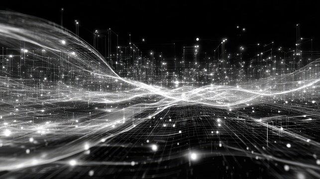 Digital city network transferring data light waves - Powered by Adobe