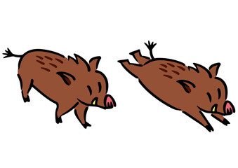 かわいい成獣のイノシシ。アイソメトリック図。