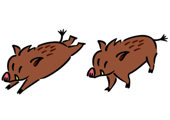 かわいい成獣のイノシシ。アイソメトリック図。