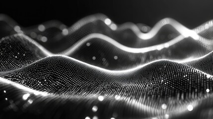 Digital wave particles creating abstract futuristic technology background