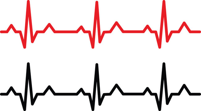 Two heartbeat ekg lines red and black