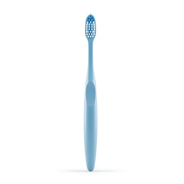 Light Blue Toothbrush with Blue Bristles on White Background