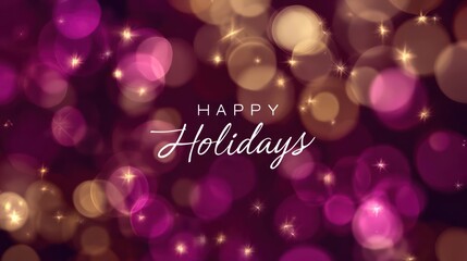 Festive blurred bokeh lights in deep purple and gold creating a magical and celebratory holiday background