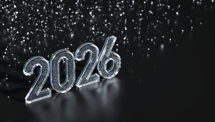 Sparkling 2026 numbers with falling confetti for festive celebrations