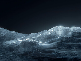 Obraz premium Low Poly Iceberg Texture with Dark Atmospheric Sea