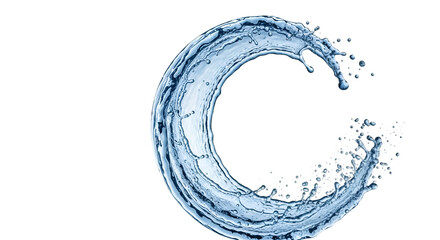 Circular Water Splash with Droplets on Black Background