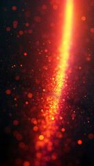 Abstract glowing particles and light streak in dark background, vertical composition