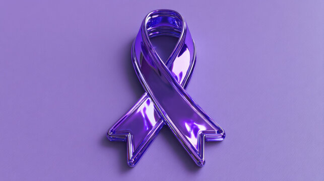 Purple chrome awareness ribbon symbol of support