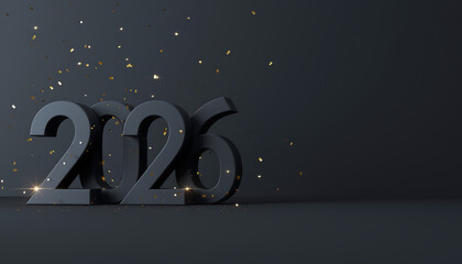 Celebrate the arrival of 2026 with shimmering gold confetti and bold numerals