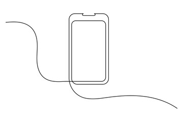 Smart Mobile phone continuous one line drawing illustration outline vector