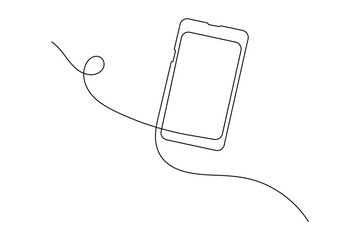 Obraz premium Smart Mobile phone continuous one line drawing illustration outline vector