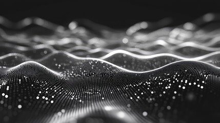 Digital particles forming data waves flowing abstractly
