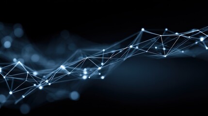 A futuristic, abstract image featuring interconnected lines and dots against a dark background, evoking themes of technology and data visualization.