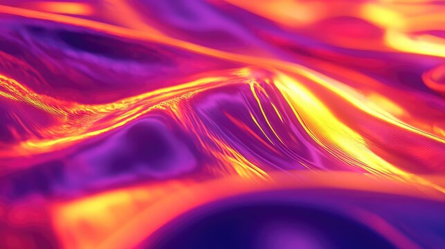 Fluid iridescent metallic surface reflecting vibrant colors