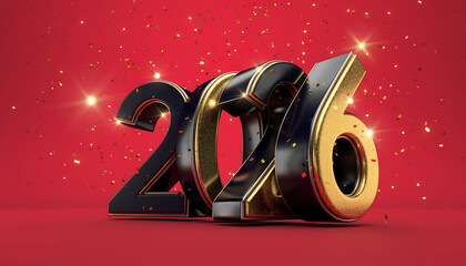 Celebrate New Year with dazzling 2026 numbers and festive gold confetti