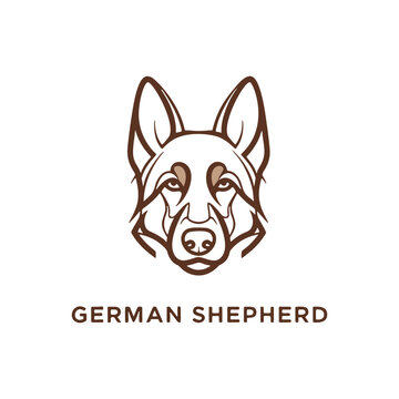 Elegant German Shepherd head logo design for branding and pet products