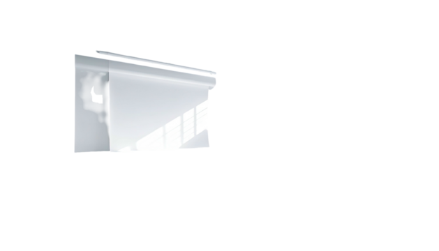 Glossy, angled, white block in black void, abstract form