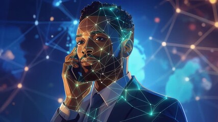 Futuristic digital networking and communication, a businessman connects across a global network, - Powered by Adobe
