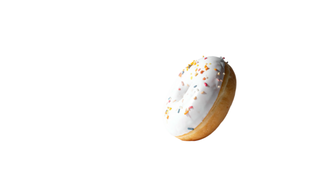 Glazed doughnut with sprinkles isolated on a black background