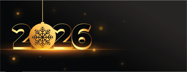 Art & Illustration of '2026' with golden shiny effect written in bold gold text on black background
