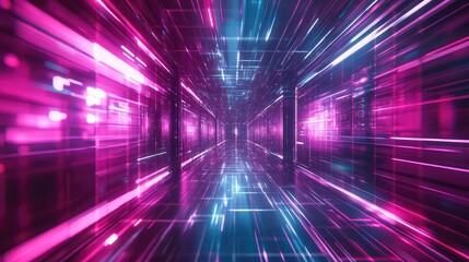 Sci fi data transmission connecting virtual reality infrastructure