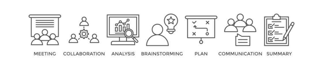 Brief banner web icon vector illustration concept for a briefing of business plan with an icon of meeting, collaboration, analysis, brainstorming, plan, communication, and summary