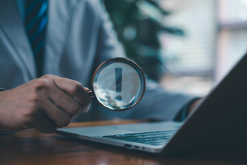 Exclamation mark. Business development ideas, Error warning, notification, maintenance, and finding solutions. important point icon, information business. with copy space