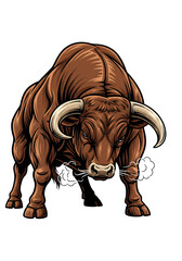 "Majestic Brown Bull – Strength and Power Illustration"
