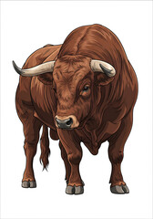 "Majestic Brown Bull – Strength and Power Illustration"
