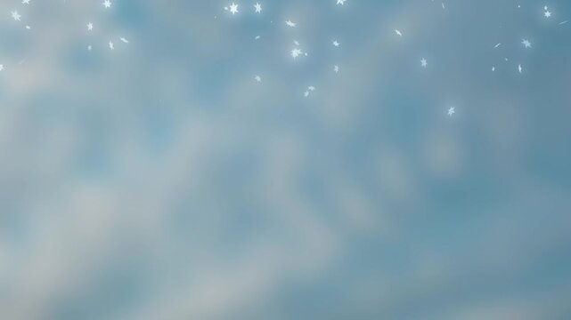 キラキラ光回転しながら降る雪の結晶　冬・クリスマス・天気の背景