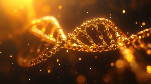 Golden dna helix representing genetic data and science - Powered by Adobe
