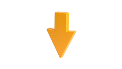 3D render yellow arrow facing directly downwards