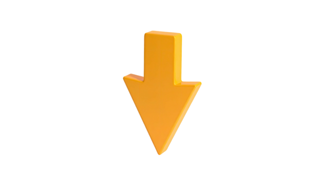 3D render yellow arrow facing directly downwards - Powered by Adobe