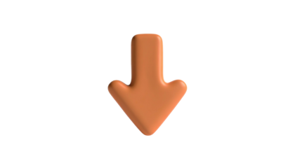 Brown, 3D arrow pointing downward on a stark, black backdrop