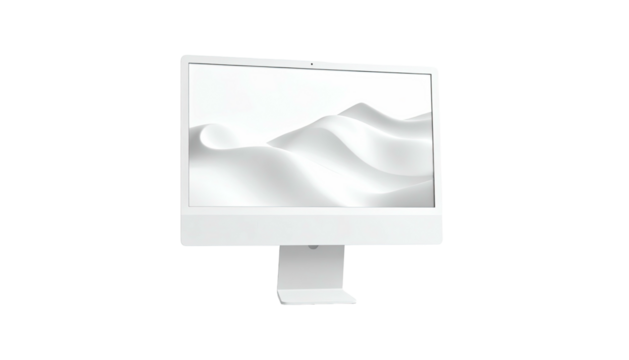 Clean white computer displays a flowing sand-like screen - Powered by Adobe