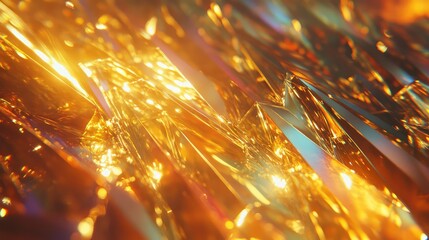 Abstract gold crystal sparkling reflecting light texture