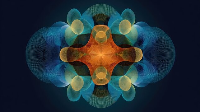 Abstract fractal grid pattern creating complex geometric mandala