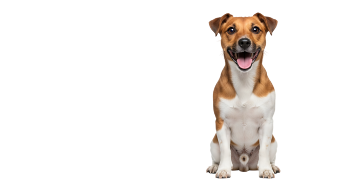 Happy jack russell terrier dog sitting isolated on transparent background
