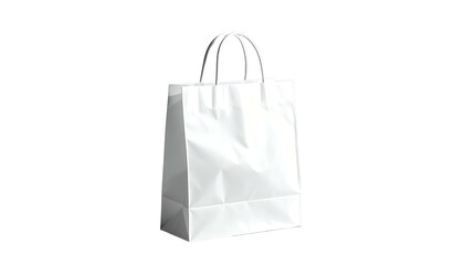 Plain white bag with handles stands against black backdrop