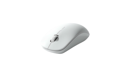 Clean, smooth white computer mouse centered against a black void