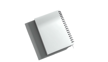 Plain blank spiral notebook isolated against a dark background