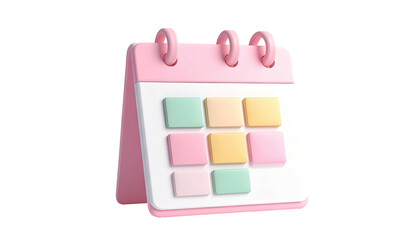 3D pastel calendar with nine squares