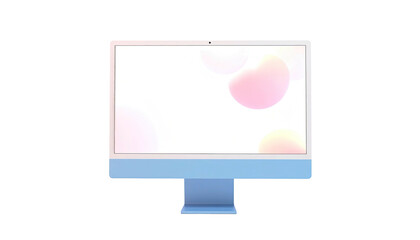 Computer with colorful, abstract background, isolated