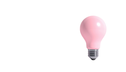 Illuminated pink lightbulb radiates from the right side
