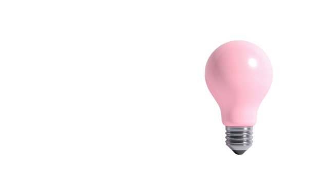 Illuminated pink lightbulb radiates from the right side