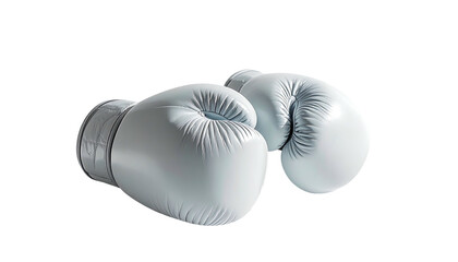 Two white boxing gloves against a plain, black background