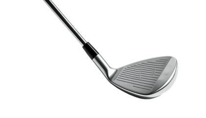 Golf club face with grooves and black background