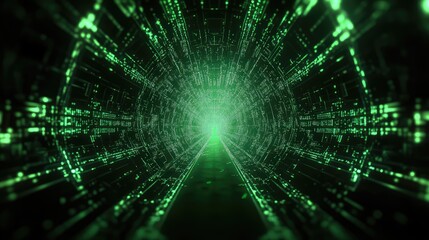 Green digital technology data tunnel cyberspace travelling