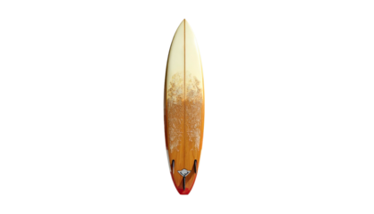 Surfboard with color fade on black background, centered